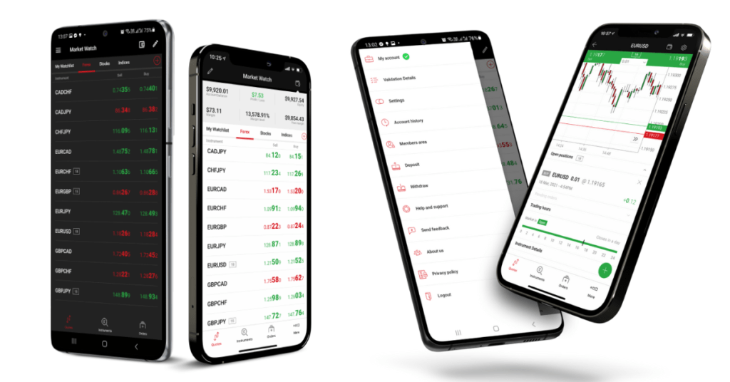 XM mobile trading application