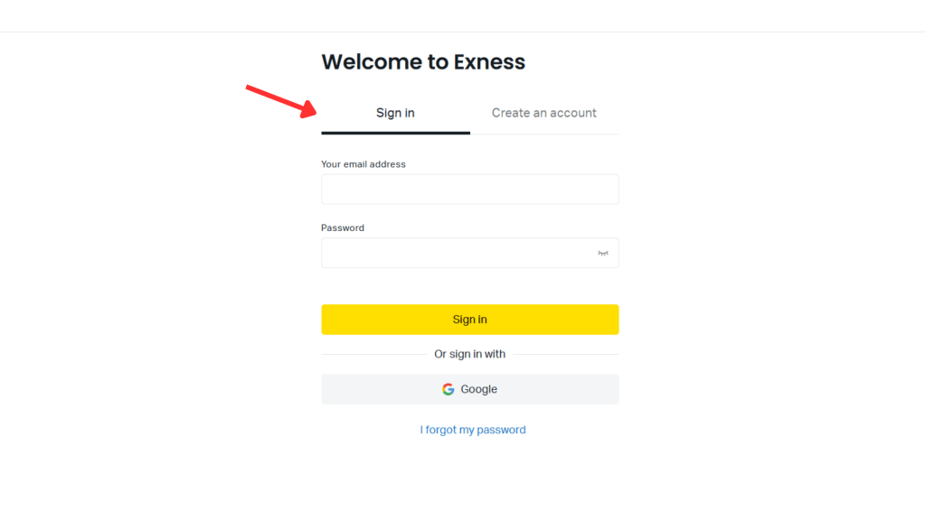 sign into exness
