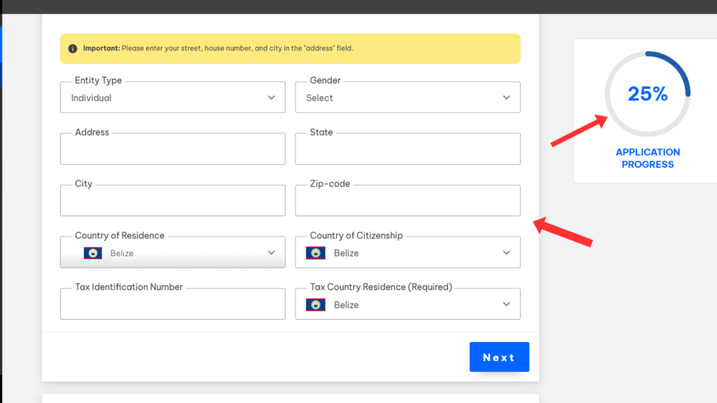 BlackBull Markets account opening guide in 2025 6 application progress belize