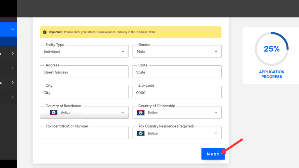 BlackBull Markets account opening guide in 2025 7 belize progress application