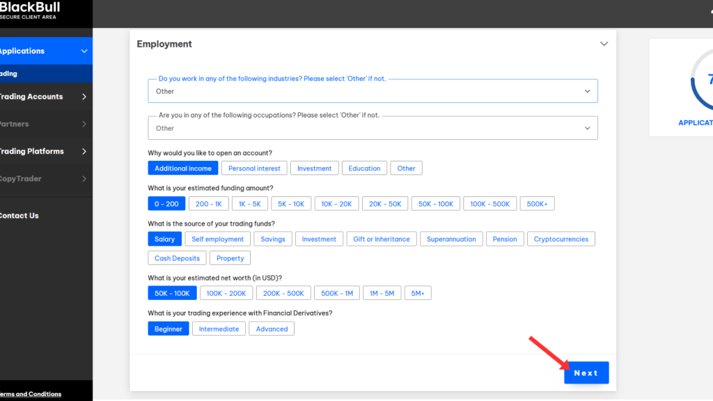 BlackBull Markets account opening guide in 2025 10 employment details