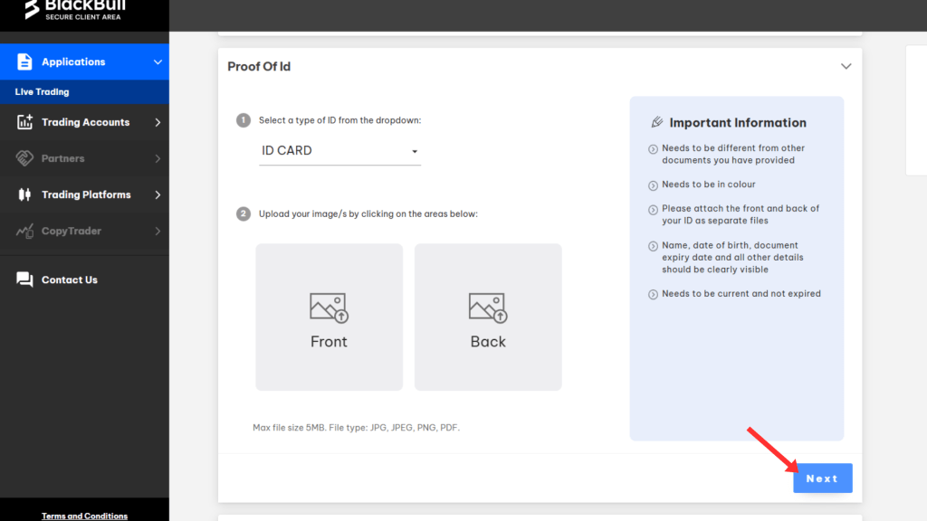 BlackBull Markets account opening guide in 2025 12 proof of id click next